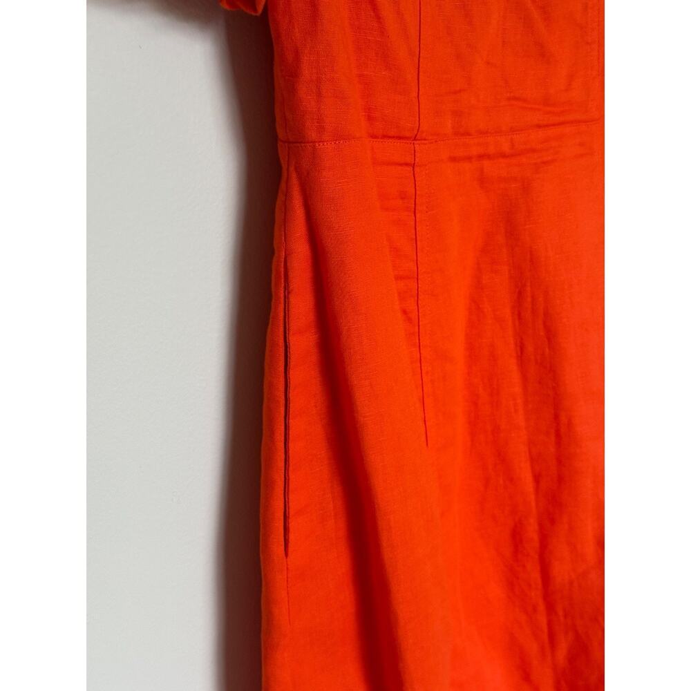 Banana Republic Linen Blend Midi Dress 4 NWOT Puff Sleeve Pockets Boho Resort - Picture 5 of 8